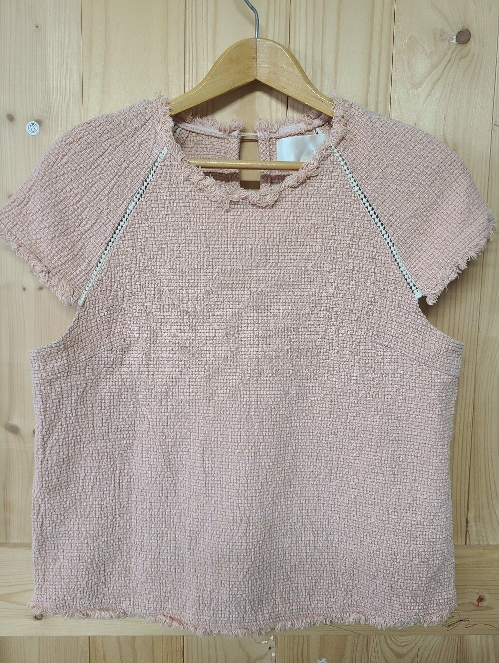 J.O.A. Blush Pink Textured Short Sleeve Top